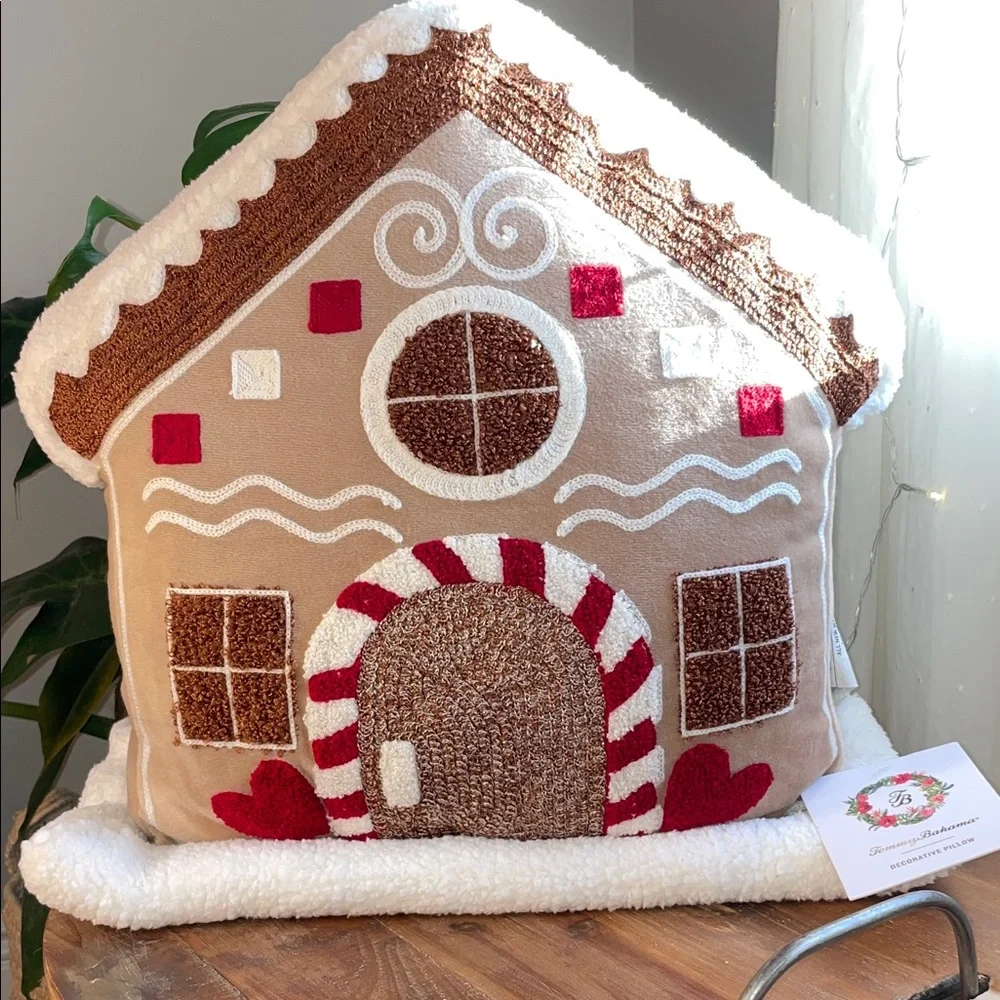 Tommy Bahama Festive Gingerbread House Pillow